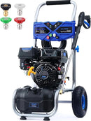 3500 PSI Gas Pressure Washer, 2.3 GPM Power Washer with 209CC Engine, Maintenance-Free Axial Cam Pump, 25FT Hose, 4 Nozzles for Driveways, Walls, Vehicles, Patio (Blue) by GreenHaven Gardens