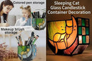 Tiffany Stained Glass Fun Moon Sleeping Cat Planter，Orange Sleeping Cat Cactus Planter，Cute Planters for Indoor Plants,Decorative Flower Pots As Gifts for Cat Lovers，4.6x3x5.15 in by GreenHaven Gardens