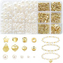 1000Pcs Pearl Beads for Bracelets Making, Pearl Beads for Jewelry Making for Adults, Silver Bracelet Beads DIY Kit, Silver Spacer Beads for Bracelets, Girls Friendship Bracelet Making Kit (Golden) by TinyTreasures Baby Boutique