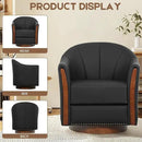 360° Swivel Accent Chair, Modern Leather Barrel Club Chair with PU Leather Upholstery and Sturdy Wood Base, Comfortable Armchair for Living Room, Bedroom, Reading Nook, Black by CozyNest Decor