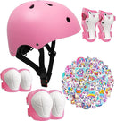 Kids Bike Helmet with Knee Elbow Wrist Pads Guards,Pink,for Ages 2-3-5-8-14,Sports Bicycle,Skate Scooter,Rollerblading with Unicorn Sticker by TinyTreasures Baby Boutique