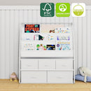 NACHES 3-Tier Kids Bookshelf with 5 Fabric Drawers, Metal Toy Storage Organizer for Kids Room, Living Room & Study Room, White (White) by TinyTreasures Baby Boutique