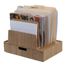 Bamboo Desktop File Organizer & Large Storage Drawer Combo | 7-Slot Paper Sorter & Monitor Stand Set for Home Office Organization by MobilevisionUS