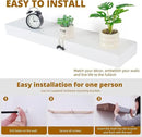 Floating Shelves 3 inch Thick for Wall Set of 2,Solid Pine Wood Wall Mount Shelf for Kitchen Living Room Bedroom Bathroom,8" D x 60" L x 3" H-White by CozyNest Decor