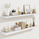 36"x6.8"x1.2" Solid Wood Floating Shelves 2-Pack - Rustic White Finish with Hidden Brackets, Perfect for Storage and Décor in Living Room, Kitchen, Bedroom by CozyNest Decor