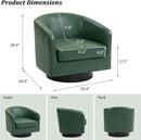 Swivel Barrel Accent Chair, Modern Round Faux Leather Arm Chair for Living Room, Bedroom, Comfy Club Reading Chairs for Adults(Faux Leather, Green, Set of 2) by CozyNest Decor