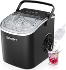 EUHOMY Countertop Ice Maker Machine with Handle, 26lbs in 24Hrs, 9 Ice Cubes Ready in 6 Mins, Auto-Cleaning Portable Ice Maker with Basket and Scoop, for Home/Kitchen/Camping/RV. (Black) by CozyNest Decor