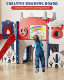 XJD 13 in 1 Toddler Slide Set, Kids Slide for Toddlers Age 1+, New Upgrade with Golf Set, Basketball Hoop, Drawing Board for Indoor Outdoor Playset,Toddler Playground (Blue Red) by TinyTreasures Baby Boutique