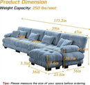 Modular Sectional Sofa, Comfy Cloud Couch 4 Seater Couch with Ottoman, Sectional Couches for Living Room, Modern Chenille L Shaped Couches, Sleeper Deep Seat Sofa with Throw Pillows, Blue by CozyNest Decor