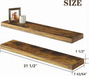BAMEOS Floating Shelves, 31W x 7D Rustic Brown Wall Mounted Wooden Shelves with Invisible Brackets Set of 2, Hanging Wall Shelves Decoration for Bedroom, Bathroom, Living Room and Kitchen by CozyNest Decor
