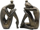 Lukitas Unique Decorative Girl Thinker Bookends, Non-Slip Book Holder, Home Office Bookshelf Decor, Creative Desktop Ornaments for Study Room Hotel Shelves, Resin, 1Pair/2Piece 6.5'' by CozyNest Decor