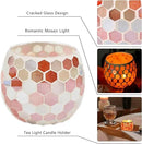 Votive Candle Holder Tea Lights - Glass Candle Holders, Mosaic Tealight Candle Holder, Candle Jar Cup for Wedding Centerpiece Party Table Decorations, Valentines Day Decor by CozyNest Decor