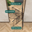 Babelio 26-43" No Bottom Bar Baby Gate for Babies, Elders and Pets, 2-in-1 Hardware Mount Dog Gate for The House, Stairs and Doorways, with Large Walk Thru Door, Black Wood Pattern by TinyTreasures Baby Boutique