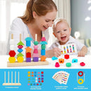 Montessori Toys for 2 3 4 Year Old Kid Boy Girl Toddler, Montessori Wooden Beads Sequencing Toy Set, Lacing Beads & Stacking Block & Matching Shape Stacker, STEM Preschool Learning Toy Birthday Gift by TinyTreasures Baby Boutique