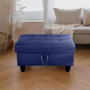 Ottoman Rectangular Storage Ottoman Bench, Faux Leather Footrest, Coffee Table, Stool Footstool with Hinged Lid for Living Room, Bedroom, Entryway, Blue, 35"x23.5"x17.5" by CozyNest Decor