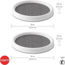 Copco 9 Inch Non Skid Pantry Cabinet Lazy Susan Turntable, Set of 2, Spinning Organizer for Kitchen, Countertop, or Bathroom, White and Gray by CozyNest Decor