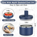 12oz Insulated Vacuum Food Jar with Buckle Lid Wide Mouth Soup Thermo for Hot Food Kids Leakproof Stainless Steel Lunch Container- Blue 1 Pack by TinyTreasures Baby Boutique