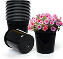 1.5 Gallon Plastic Nursery Pots, 7.5 Inch Round Plant Pots with Drainage Holes, 15 Pack Flower Pots for Outdoor Indoor Plants, Flowers, Black by GreenHaven Gardens