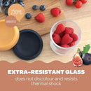 BEABA 4 Pack Glass Baby Food Jars with Soft Silicone Air Tight Lids, 8 oz Glass Storage Containers with Lids, Microwave and Freezer Safe Containers, Sunrise by TinyTreasures Baby Boutique