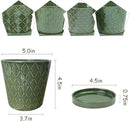 EFISPSS Flower Planter –5 inch Ceramic Plant Pots with Drainage Hole and Ceramic Tray - Gardening Home Desktop Office Windowsill Decoration Gift Set of 4 - Plants NOT Included by GreenHaven Gardens