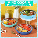 Nuogo 3 Pcs Stainless Steel Baby Suction Plates with Removable Silicone Shell 2-in-1 Metal Toddler Bowl Divided for Picky Eaters Kid Feeding Led Weaning Supply, Dishwasher Safe (Blue Series) by TinyTreasures Baby Boutique
