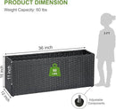 LEWIS&WAYNE Large Rectangular Block Planter Box Handmade Wicker Tall Planters for Outdoor Plants with Removable Liners Modern Planter for Indoor Outdoor Patio Deck - Black, 36''x12''x16'' by CozyNest Decor