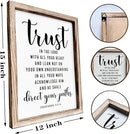 Christian Wall Signs, Rustic Home Decor, Church Room Decoration, Proverbs 3:5-6 Sign, Framed Wall Plaque Sign 15 * 11.5 inches, Trust in the Lord with All Thine Heart by CozyNest Decor