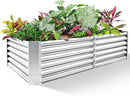 Land Guard Metal Raised Garden Bed for Gardening, 8x4x1.5ft Galvanized Raised Garden Bed, Planter Boxes Outdoor for Vegetables, Fruits and Flowers (Silver) by CozyNest Decor