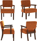 Accent Chair Set of 2 with Table, Living Room Chairs with Soft Seat and Armrests for Living Room Bedroom Reading Room Waiting Room (Orange), Linen, AC01 by CozyNest Decor