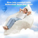 Hobestluk 3 in 1 Bean Bag Chair Giant Bean Bag Chairs for Adults with Chevron Plush Fur Cover Convertible Bean Bag Floor Cushion with Machine Washable Cover for Living Room (Chevron Plush White) by CozyNest Decor