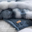 EVERGRACE Ultra Soft Luxury Fluffy Ridgeline Faux Rabbit Fur Throw Blanket, Thick Warm Bubble Throw for Bed, Cozy Plush Reversible Blankets for Couch, Chair, Sofa, Cloud Blue, 50x60 Inches, 870 GSM by CozyNest Decor