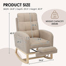 NIOIIKIT Modern Nursery Rocking Chair, Teddy Upholstered Rocking Chair with Footrest, Comfortable Rocker Chair with Side Pocket, Rocker Chair for Living Room, Bedroom, Nursing Room (Brown) by TinyTreasures Baby Boutique