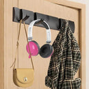 Folding Coat Hooks, Wall Mounted Coat Rack with 5 Retractable Hooks, Heavy Duty Towel Rack for Bathroom Wall Hook for Hanging Clothes Bathrobe, Stainless Steel Coat Hanger for Entryway(Black) by CozyNest Decor