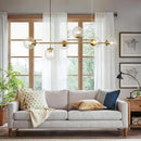 KCO Lighting 6 Light Bubble Chandelier Lighting Clear Glass Globe Chandelier Brass Gold Linear Pendant Light Mid Century Modern Pendant Light for Living Room Kitchen Island Dining Room by CozyNest Decor