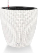 Dexceder 15x14 Rattan Self Watering Planter with Wheels Indoor Outdoor, Inner Pot Design, Thickened Large Floor Standing Flower Plant Pot with Water Level Indicator (Ivory White) by CozyNest Decor