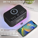 Alarm Clock Speaker Wireless Charger, Digital Alarm Clocks Bedrooms Bluetooth, Alarm Clock Dimmable Light Bedrooms Dual Alarm Snooze Dimmer 12 24H RGB Night Light Bluetooth USB AUX, Black by TinyTreasures Baby Boutique
