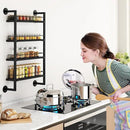 IBUYKE Spice Rack Wall Mount,4 Tier Hanging Seasoning Organizer, Spice Rack for Wall for up to 50 Jars,Spice Organization for Kitchen Cabinet,Living Room,Bathroom,Pantry,Black UTLJ016B by CozyNest Decor