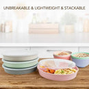 greenandlife 9 Inch 4PCS Divided Plates with Lids, Portion Control Plates for Kids Adults, Dishwasher Microwave Safe Compartment Plate, Unbreakable Lightweight Reusable Wheat Straw Plate Set, INS by CozyNest Decor