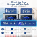 Wine and Beverage Refrigerator 30 Inch, Upgrade Dual Zone Wine Cooler, 30'' Wine beverage Fridge Built in or Freestanding Under Counter Large Capacity Glass Door Advanced Cooling System by CozyNest Decor