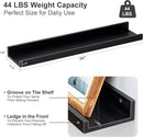 Floating Picture Ledge Shelves 24 Inch Solid Oak Wood Set of 2, Rustic Wall Storage Shelves with Lip, Kids Bookshelf, Photo & Picture Ledge Shelves for Bedroom, Living Room, Kitchen by CozyNest Decor