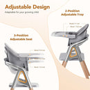 CoziBB Baby High Chair, 6 in 1 Convertible Growing Baby Highchairs for Babies and Toddlers, Baby Chair with Adjustable Dining Tray and Seat, 5-Point Safety Belt, Grey by TinyTreasures Baby Boutique