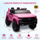 Hetoy 24V 2-Seater Truck Licensed Chevrolet Silverado Ride On Car Toy w/Parent Remote Control,4xSpring Suspension, 3 Speeds, Wireless Music, MP3 Player, Electric Vehicle Car for Kids, Pink by TinyTreasures Baby Boutique