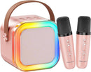 Kinglucky Mini Karaoke Machine for Kids, 2025 TOP Birthday Gifts Ideas for 3-12 Year Old Girls, Christmas Party Gifts Kids' Personal Video Players Accessories with 2 Wireless Microphones - Rose Gold by TinyTreasures Baby Boutique
