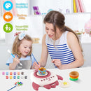 deAO Pottery Wheel for Kids Complete Painting Set for Beginners Mini Pottery Wheel Kit with Air Dry Clay Tools, Arts & Crafts Clay Wheel Toys Birthday Gifts for Girls Boys Age 3+ (Red) by TinyTreasures Baby Boutique