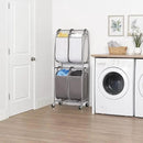 Neatfreak - 2 Tier Vertical Rolling Laundry Cart - Rolling Storage Cart On Wheels With 4 x Tote Hampers For Laundry, Towels, Blankets & Bathroom Organization - Quad Laundry Sorter by CozyNest Decor