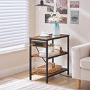 HOOBRO End Table with Charging Station, Simple Rustic Side Table with 3-Tier Storage Shelf, Narrow Nightstand for Small Spaces, for Living Room, Industrial Design, Rustic Brown and Black BF149UBZ01 by CozyNest Decor