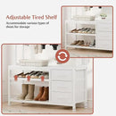 Lulive Hall Tree with Bench and Shoe Storage, 31.5" Coat Rack Freestanding with 2-Tier Storage Shelf, 5-in-1 Entryway Bench Coat Rack with 12 Hooks and 3 Drawers(White) by CozyNest Decor