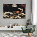 Houselerax Koi Fish Tapestry, Japanese Style Yin Yang Big Wave Cherry Blossom Tapestries Wall Hanging for Bedroom Living Room Office Decor 90"x60" by CozyNest Decor