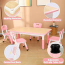 FUNLIO Kids Table and 4 Chairs Set for Ages 3-8, Height Adjustable Toddler Table and Chair Set, Easy to Wipe Arts & Crafts Table, for Classrooms/Daycares/Homes, CPC & CE Approved (5 pcs Set) - Pink by CozyNest Decor