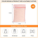 4 Piece Pink Small, Durable Organic Cotton Mesh Laundry Bag with Strong Zipper and Breathable Mesh, Delicate Laundry Bag for Underwear, Clothes, Pants and Socks by TinyTreasures Baby Boutique